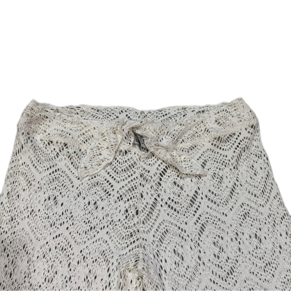 Cream Crochet Flare Pants Coverups Size Medium - Picture 3 of 12